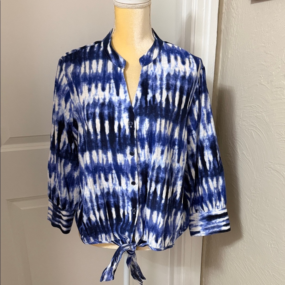 INC International Concepts Navy and White Button Down Shirt